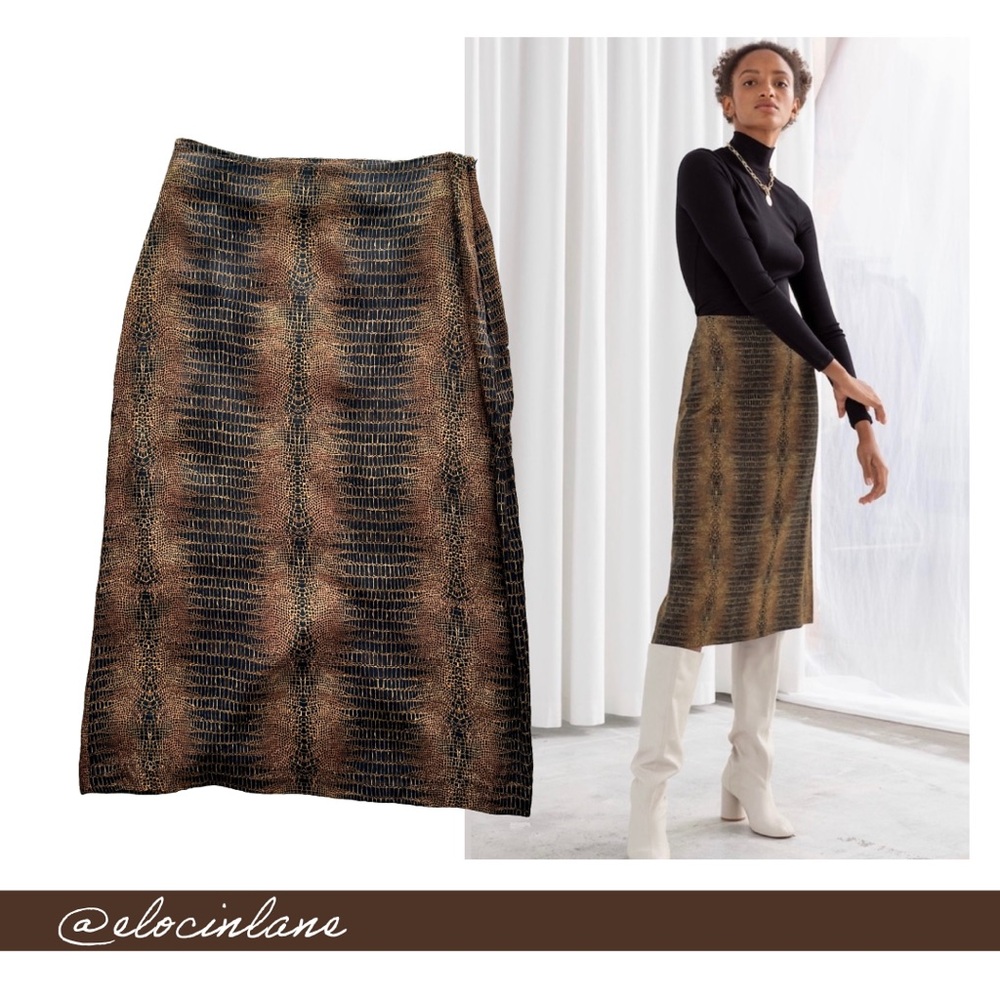 Python Animal Print Midi Skirt Size 4 - image 1